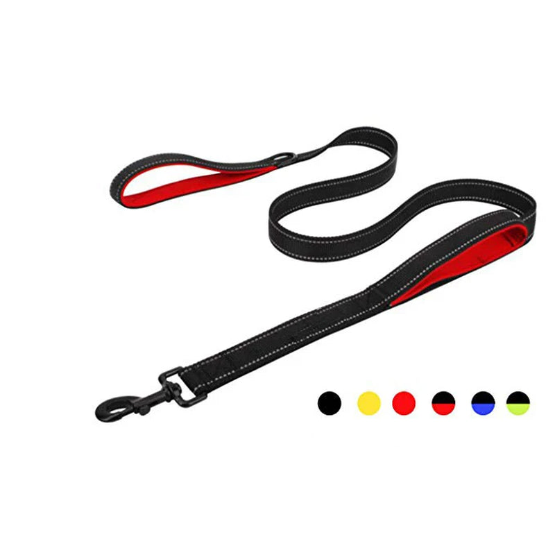 Dog Leashes Outdoor Travel Dog Training Chain Rope Heavy Duty Double Handle Lead for Greater Control Safety Training Dual Handle
