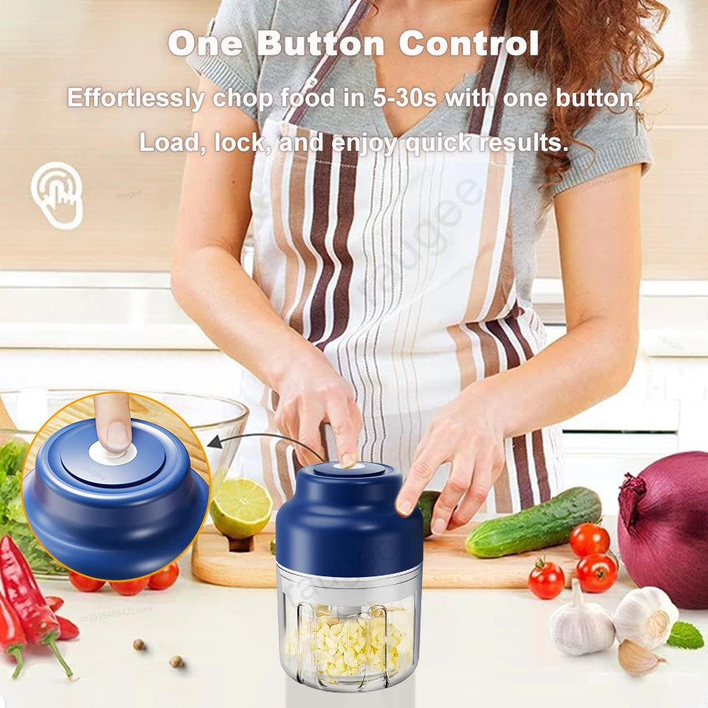 Electric Food Chopper 320Ml Electric Garlic Chopper USB Rechargeable Meat Grinder Garlic Press Portable Blender