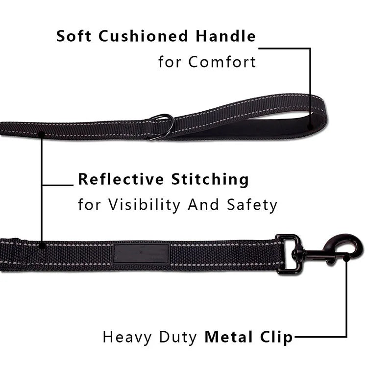 Dog Leashes Outdoor Travel Dog Training Chain Rope Heavy Duty Double Handle Lead for Greater Control Safety Training Dual Handle
