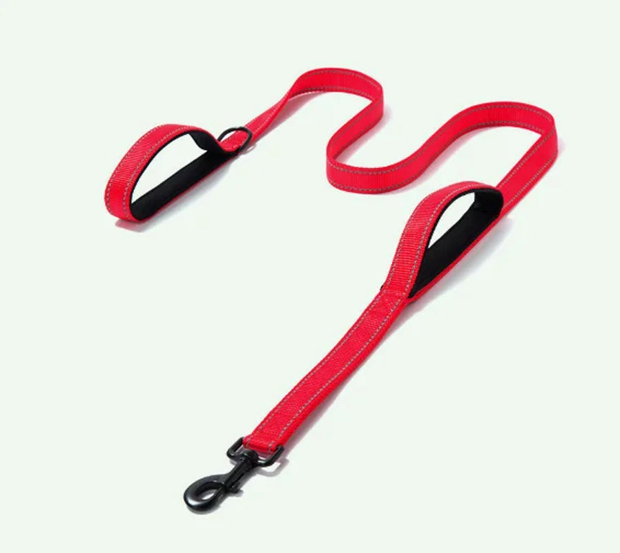 Dog Leashes Outdoor Travel Dog Training Chain Rope Heavy Duty Double Handle Lead for Greater Control Safety Training Dual Handle
