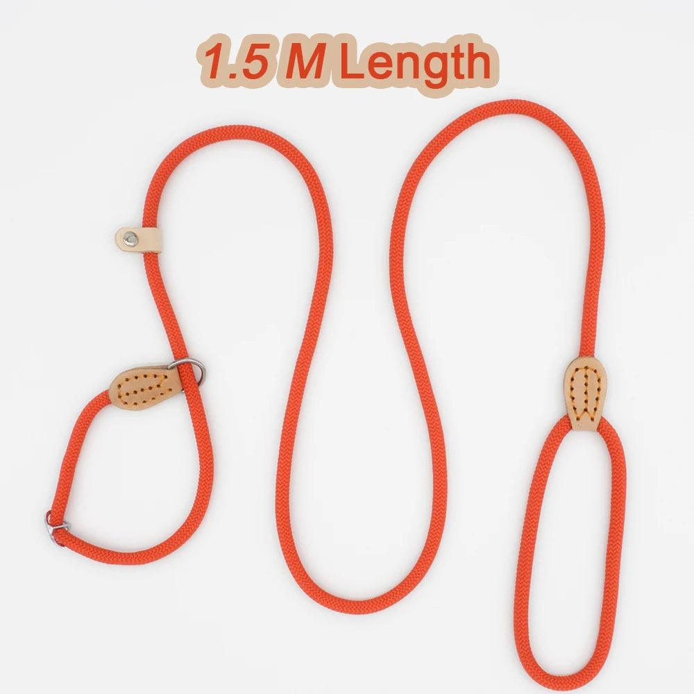P Chain Dog Leash Slip Collar Pet Walking Leads Nylon Dog Mountain Climbing Rope Puppy Pet Traction for Small Medium Large Dogs